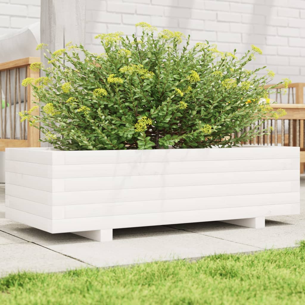 Jardinière en bois de pin blanc massif 90x40x26,5 cm v0573 Vetonek
