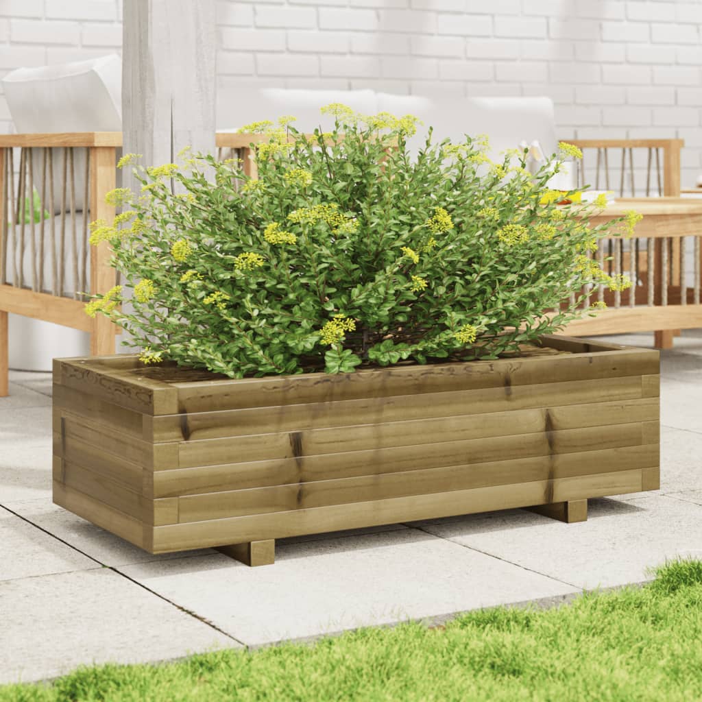 Jardinera de madera de pino impregnada 90x40x26,5 cm - Vetonek