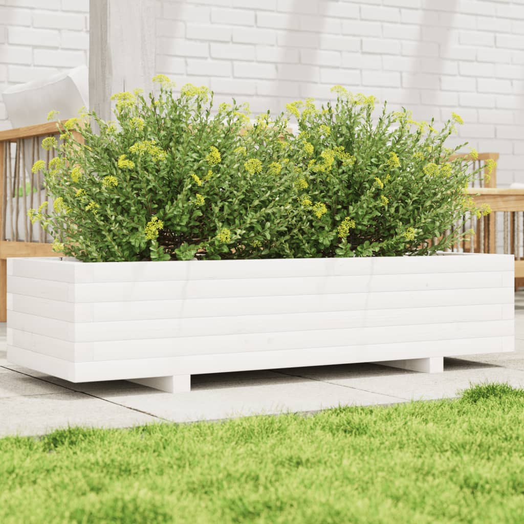 Vetonek Jardinera de madera maciza de pino blanco 110x40x26,5 cm