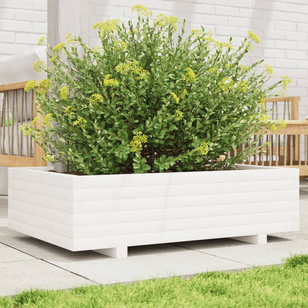 Jardinière en bois de pin blanc massif 90x40x26,5 cm v0672 Vetonek