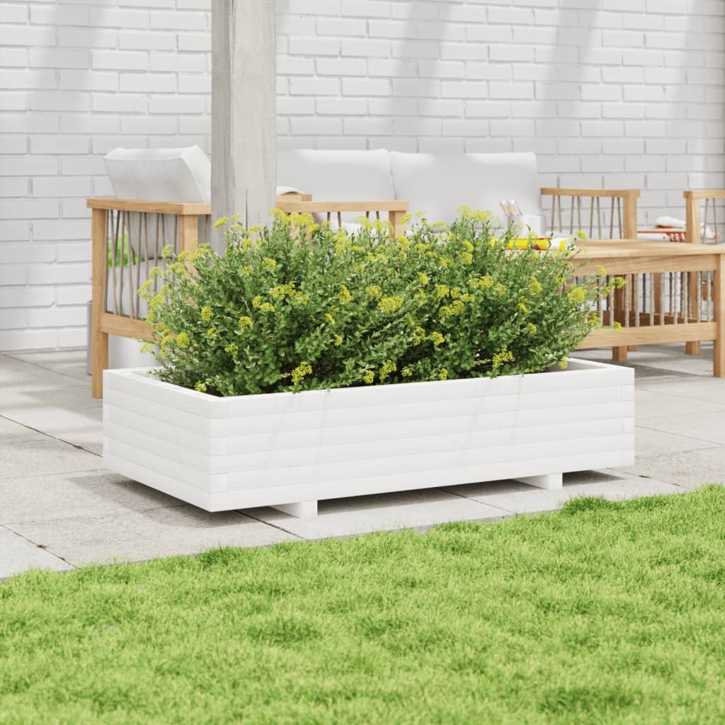 Jardinera de madera maciza de pino blanco 110x60x26,5 cm - Vetonek