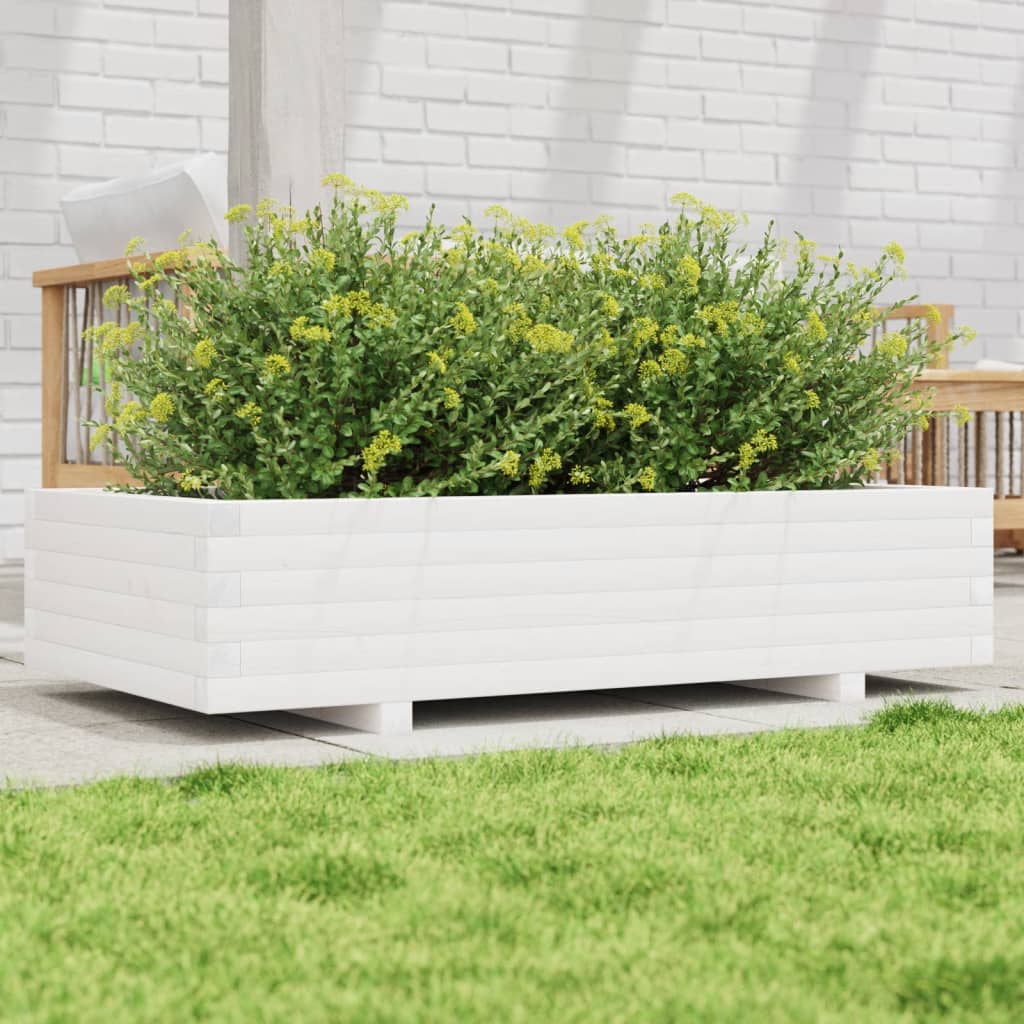 Vetonek Jardinera de madera maciza de pino blanco 110x60x26,5 cm