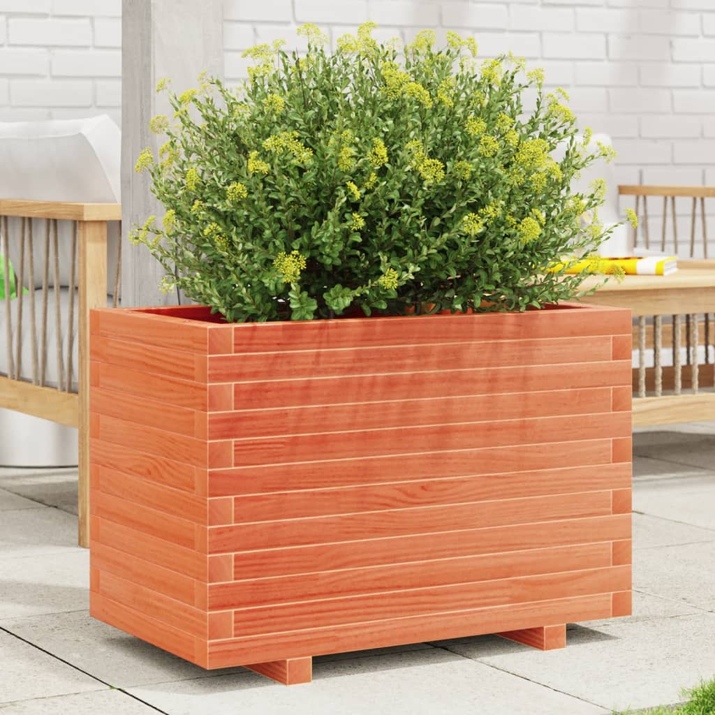 Vetonek Jardinera madera maciza de pino marrón cera 70x40x49,5 cm