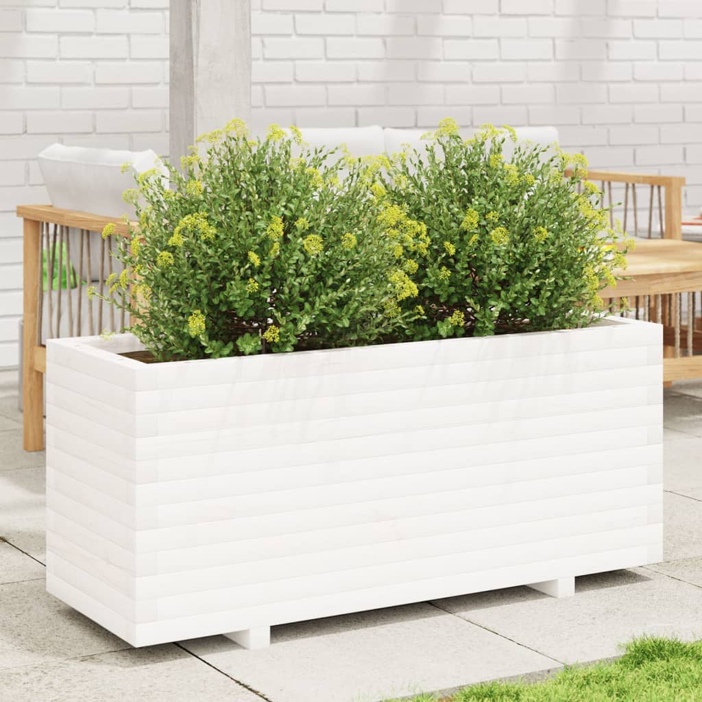 Vetonek Jardinera madera maciza de pino blanco 110x40x49,5 cm