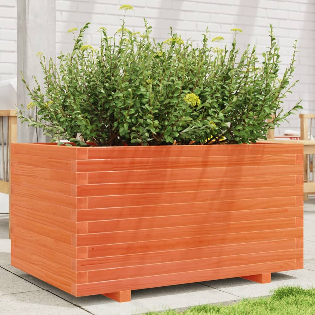 Vetonek Jardinera madera maciza de pino marrón cera 90x60x49,5 cm