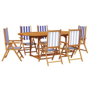 Set de comedor de jardín 7 pzas tela madera maciza azul blanco V3574 Vetonek
