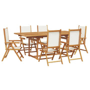 Set de comedor de jardín 7 pzas tela madera maciza blanco crema V3642 Vetonek
