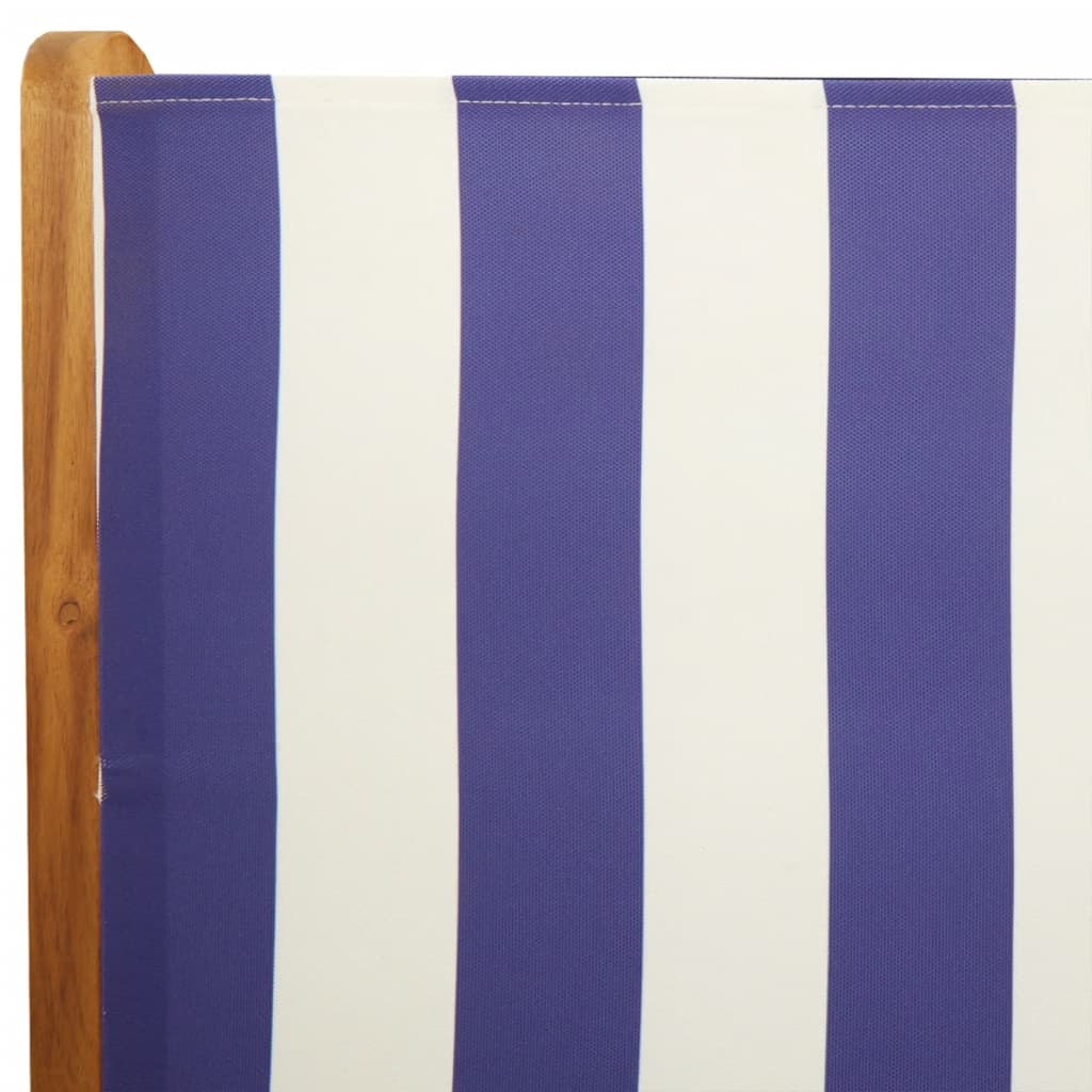 Set de comedor de jardín 7 pzas tela madera maciza azul blanco V3697 Vetonek