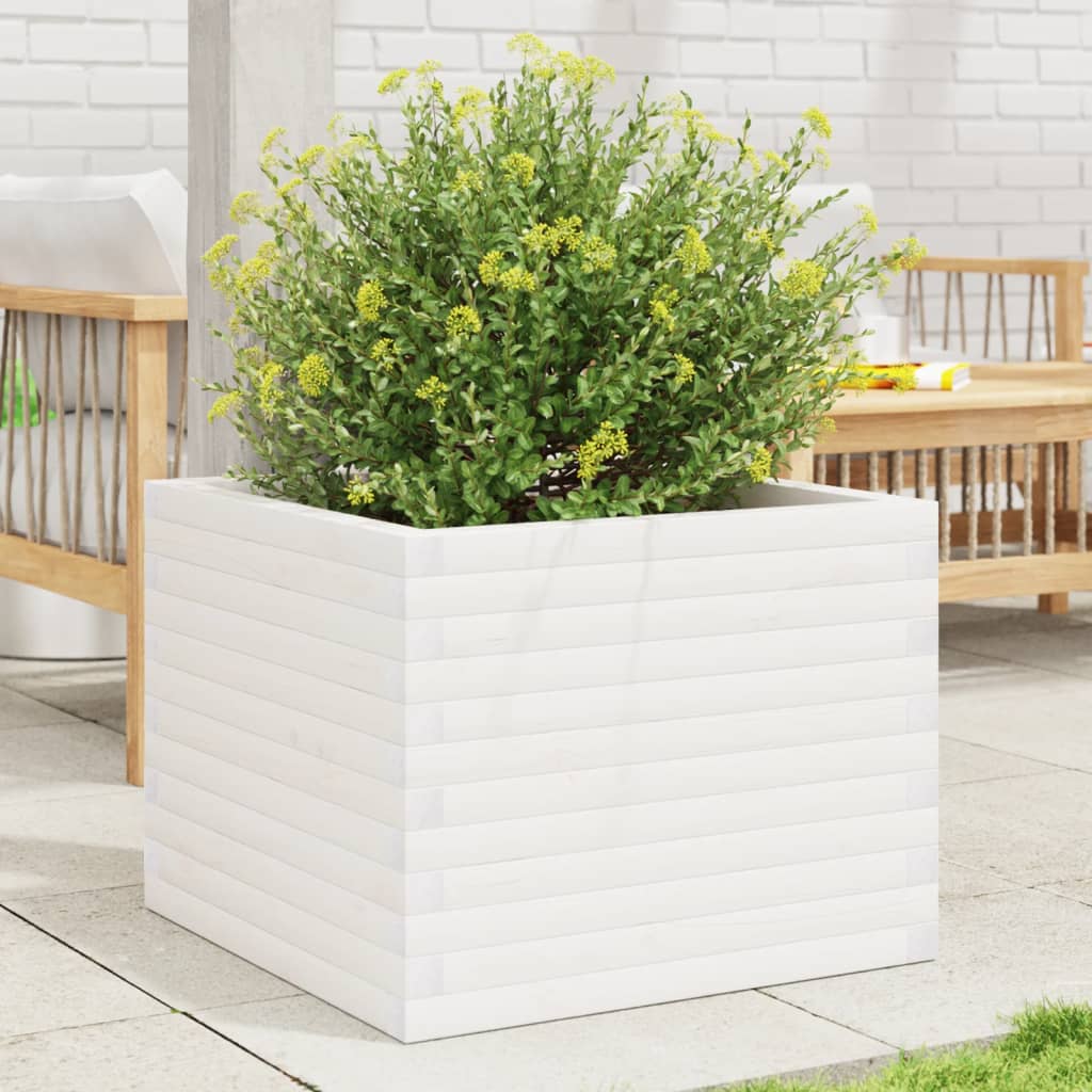 Jardinière en pin blanc massif 60x60x46 cm v5400 Vetonek