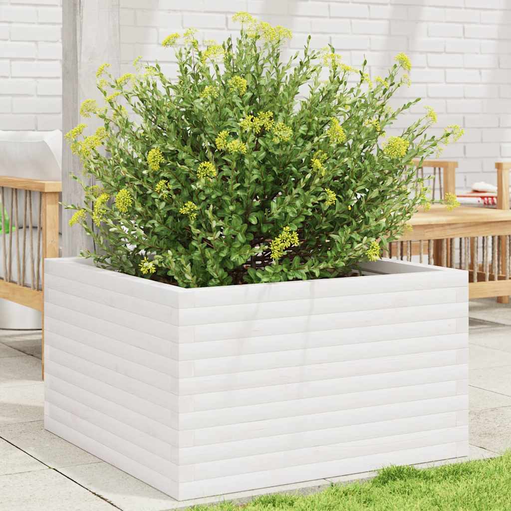 Vetonek Jardinera de madera maciza de pino blanca 80x80x46 cm