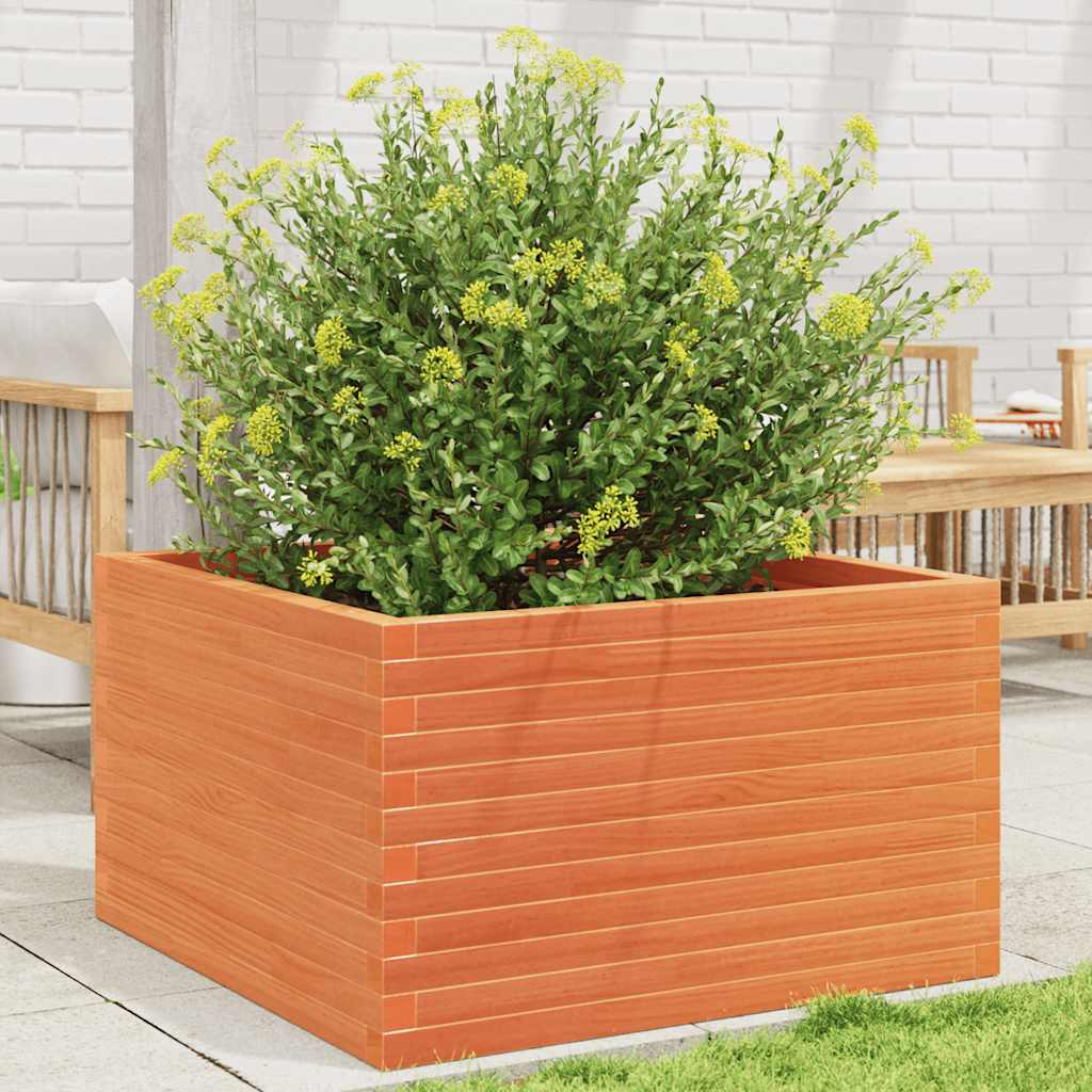 Vetonek Jardinera madera maciza de pino marrón cera 80x80x46 cm