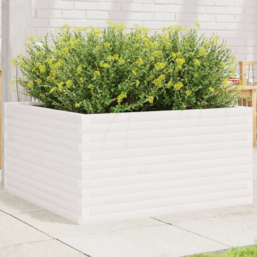 Vetonek Jardinera de madera maciza de pino blanca 90x90x46 cm