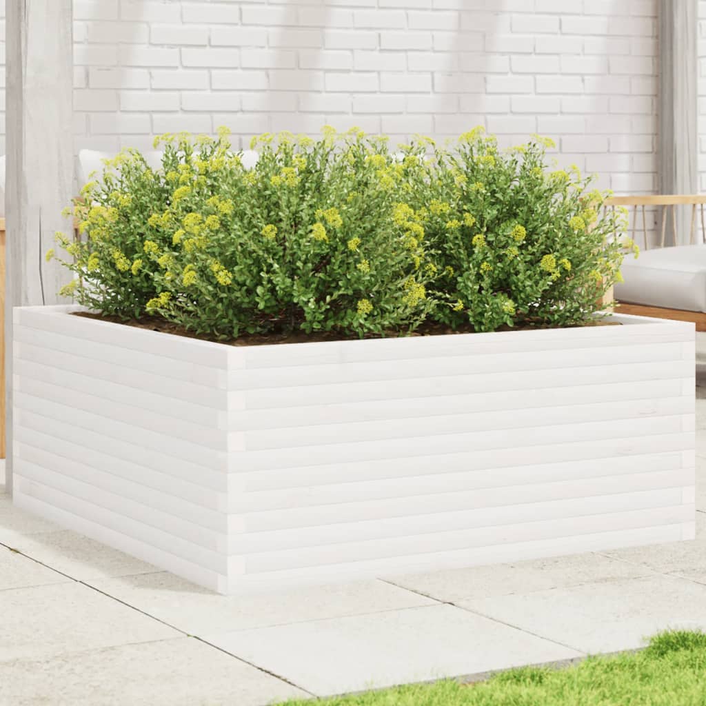 Jardinière en pin blanc massif 110x110x46 cm v5653 Vetonek