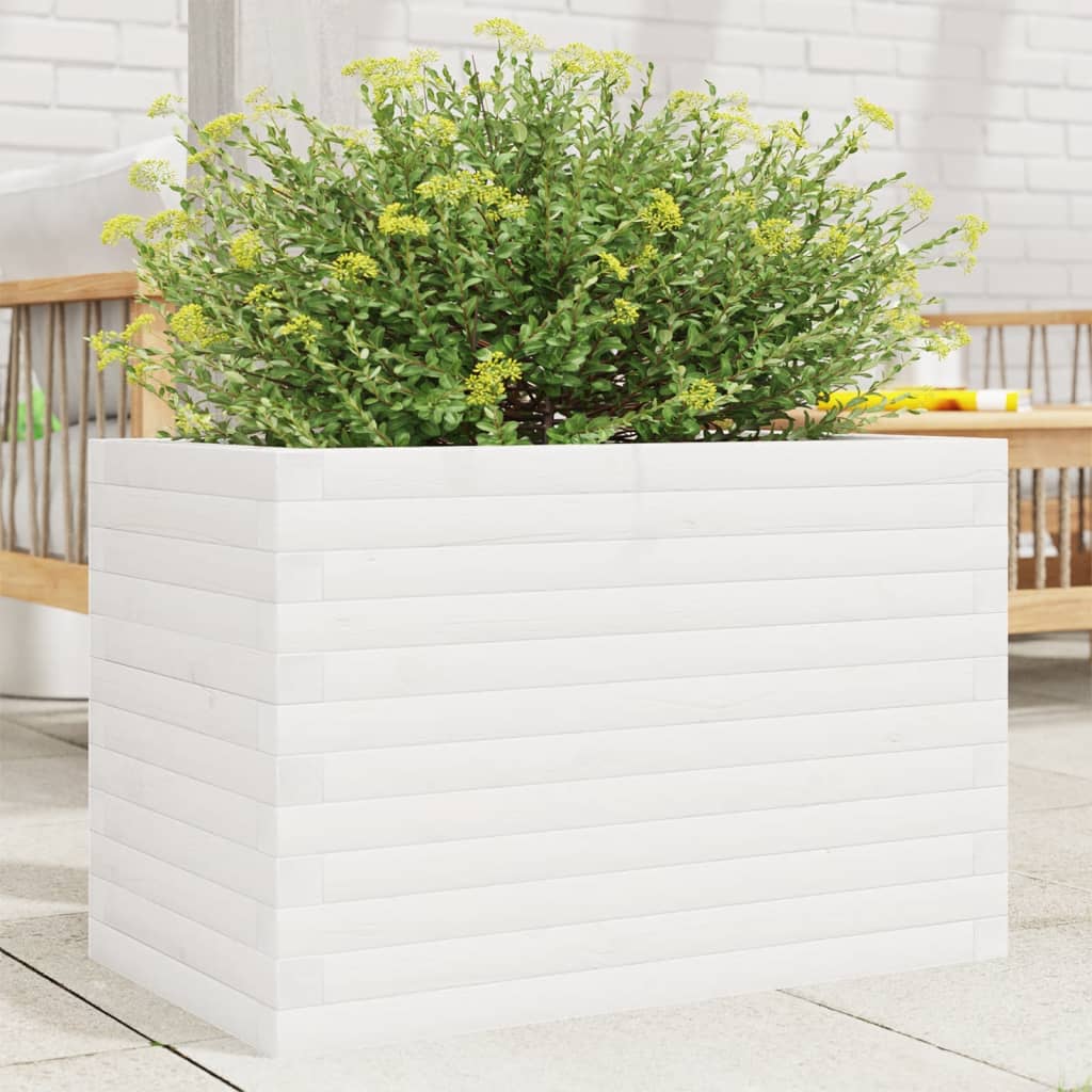 Vetonek Jardinera de madera maciza de pino blanca 70x40x46 cm