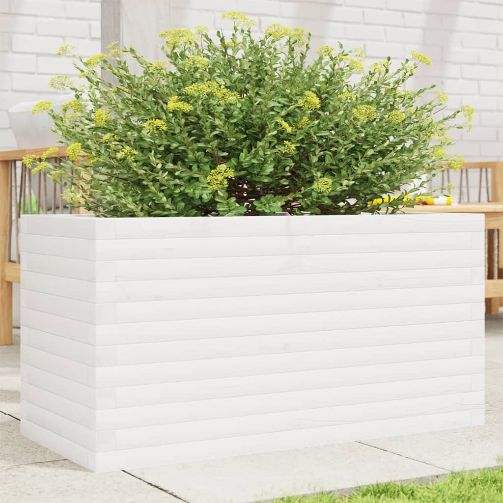 Vetonek Jardinera de madera maciza de pino blanca 90x40x46 cm