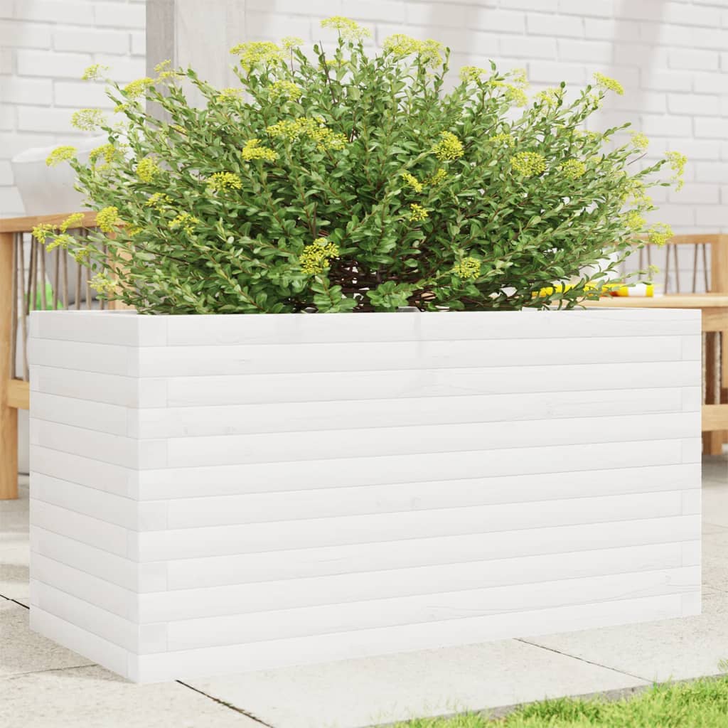 Jardinière en pin blanc massif 90x40x46 cm v5752 Vetonek