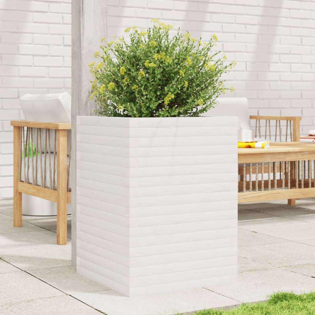 Jardinière en pin blanc massif 50x50x68,5 cm v5950 Vetonek