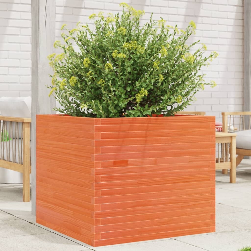 Vetonek Jardinera madera maciza de pino marrón cera 80x80x68,5 cm