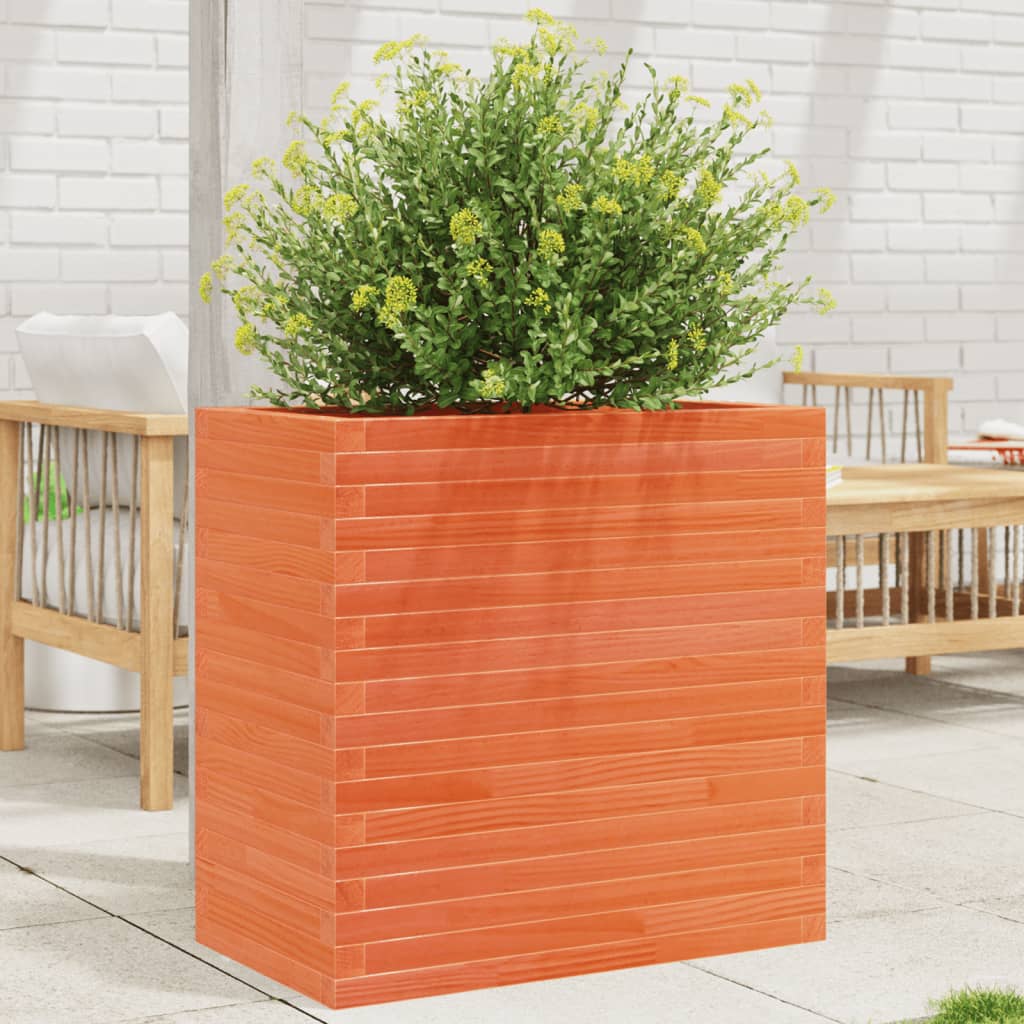 Vetonek Jardinera madera maciza de pino marrón cera 70x40x68,5 cm