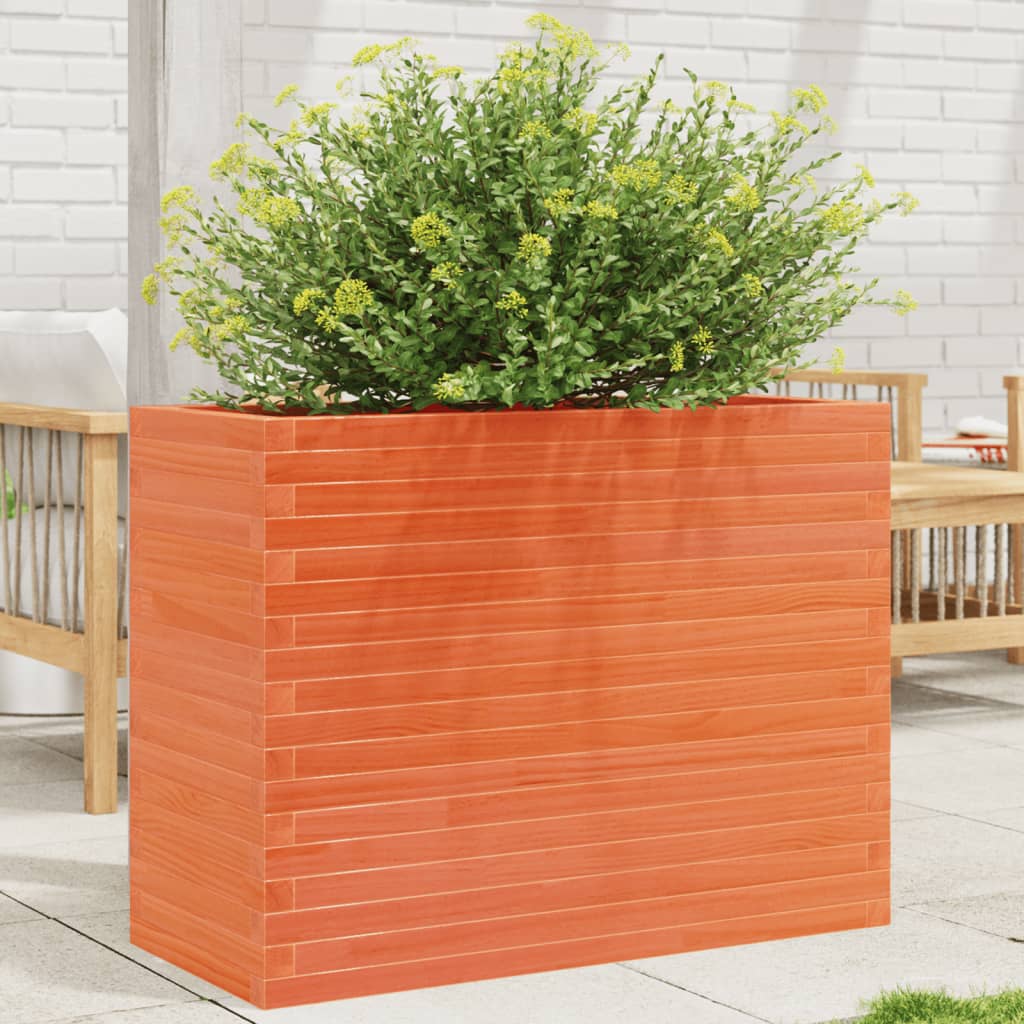 Vetonek Jardinera madera maciza de pino marrón cera 90x40x68,5 cm