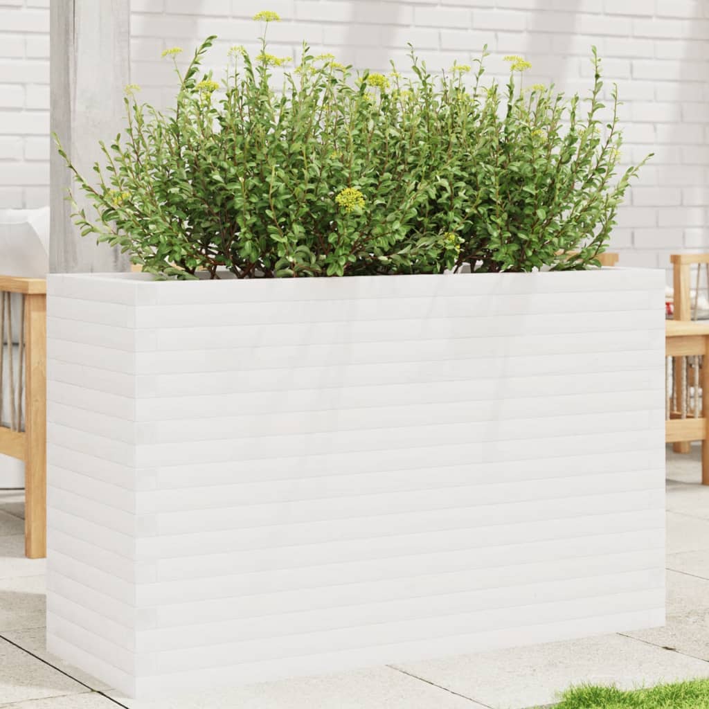 Vetonek Jardinera madera maciza de pino blanco 110x40x68,5 cm