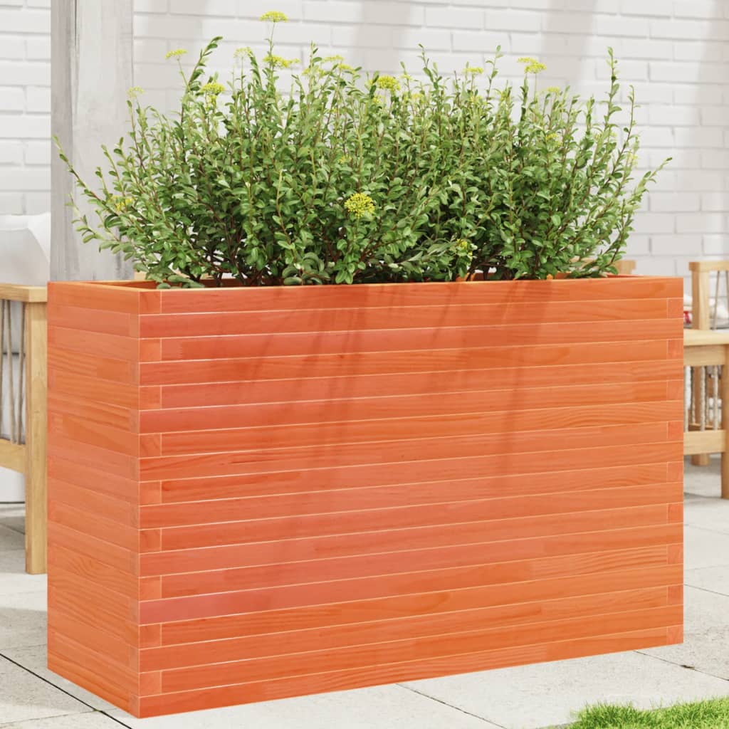 Vetonek Jardinera madera maciza de pino marrón cera 110x40x68,5 cm