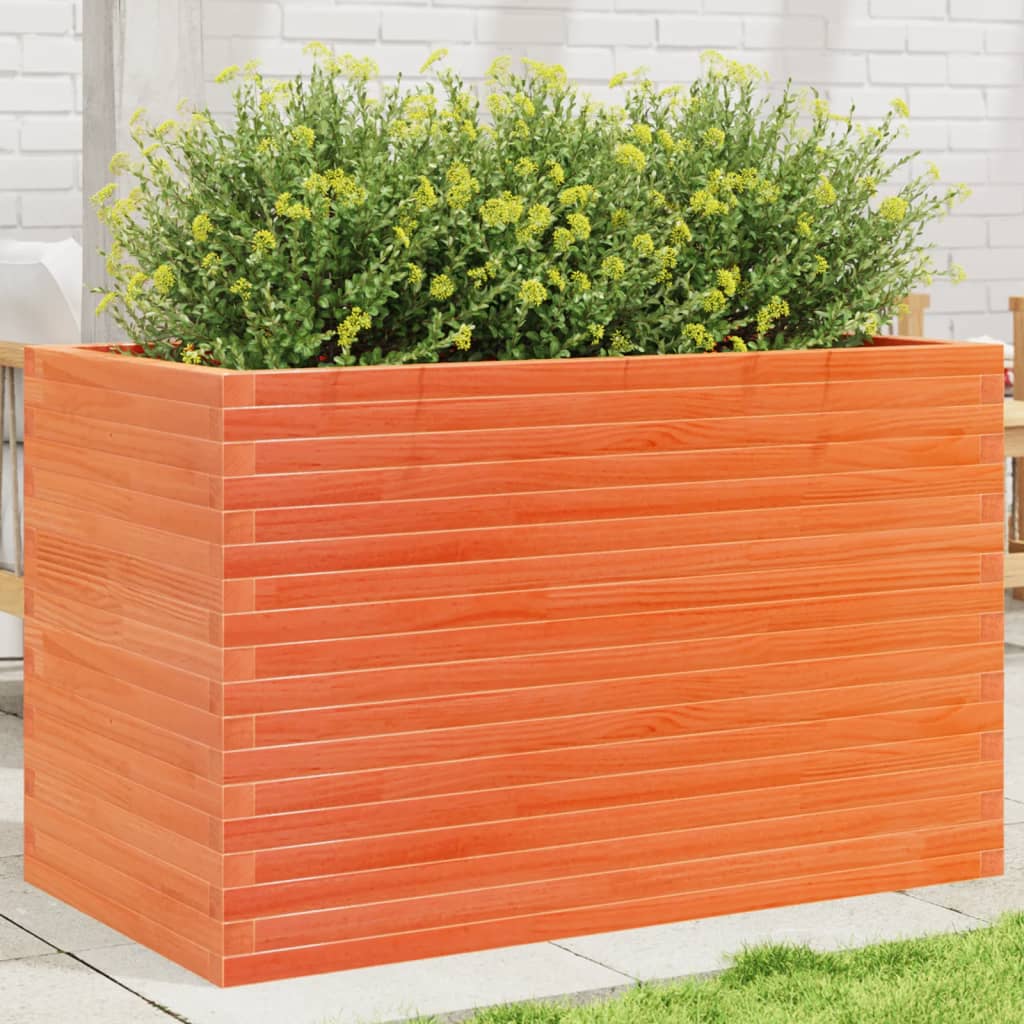 Vetonek Jardinera madera maciza de pino marrón cera 110x60x68,5 cm