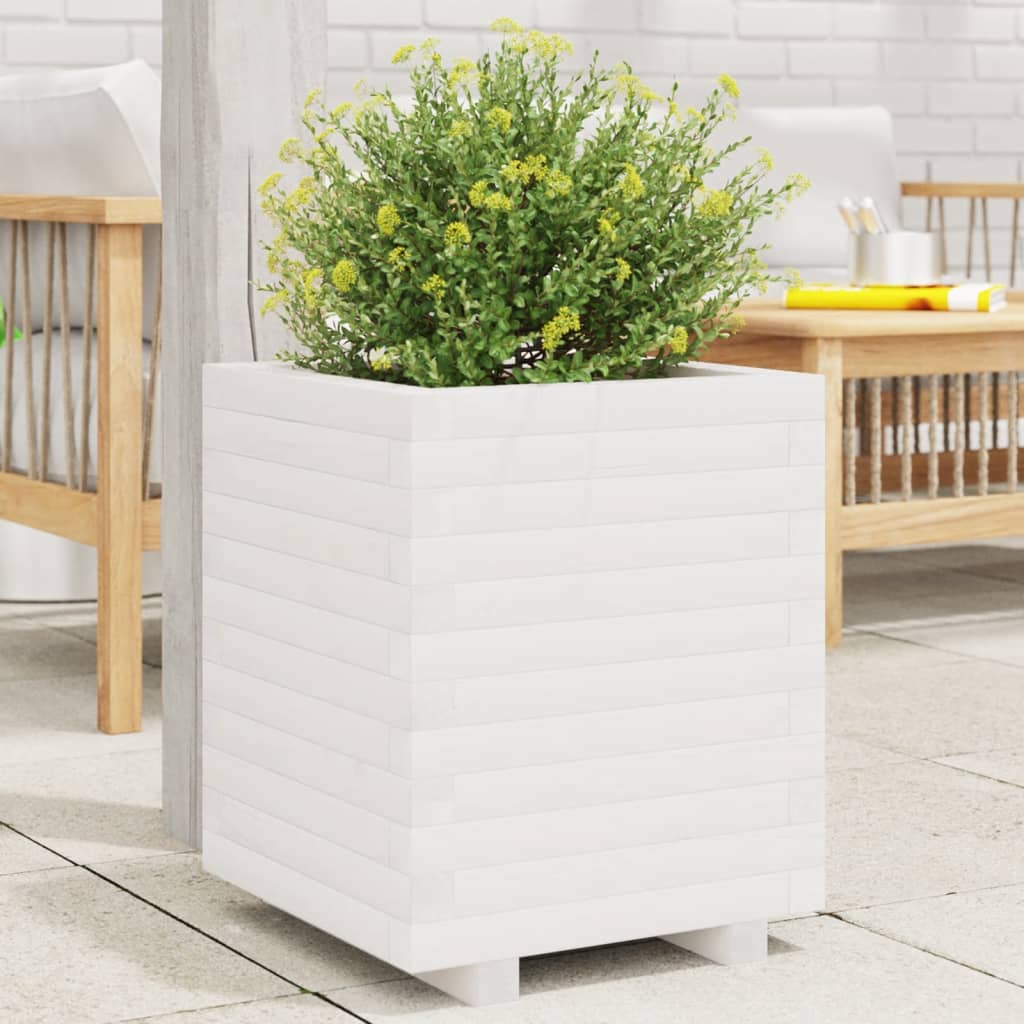 Jardinière en pin blanc massif 40x40x49,5 cm v6407 Vetonek