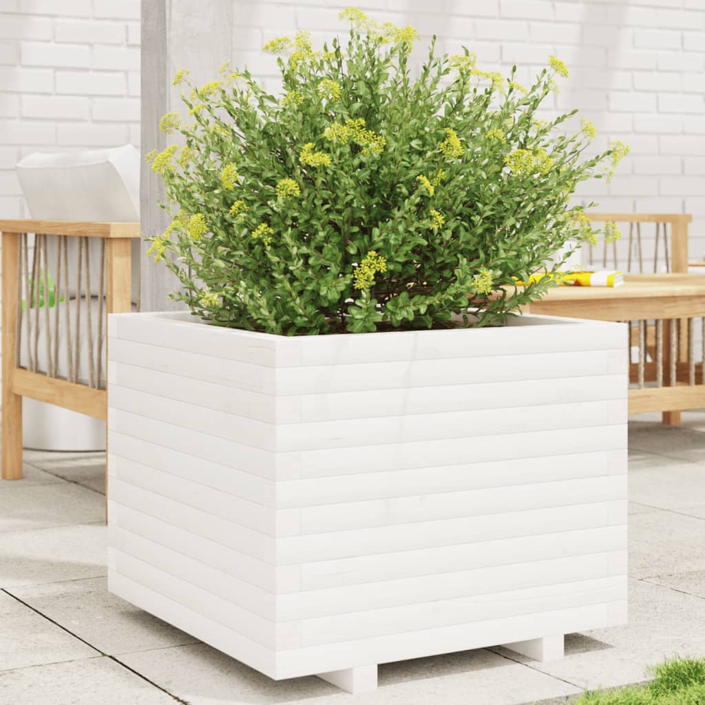 Jardinière en pin blanc massif 60x60x49,5 cm v6506 Vetonek