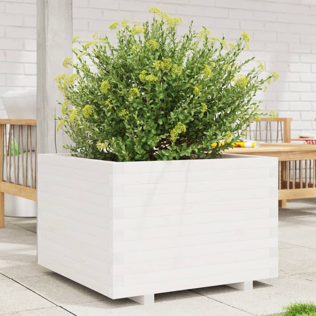 Vetonek Jardinera madera maciza de pino blanco 70x70x49,5 cm