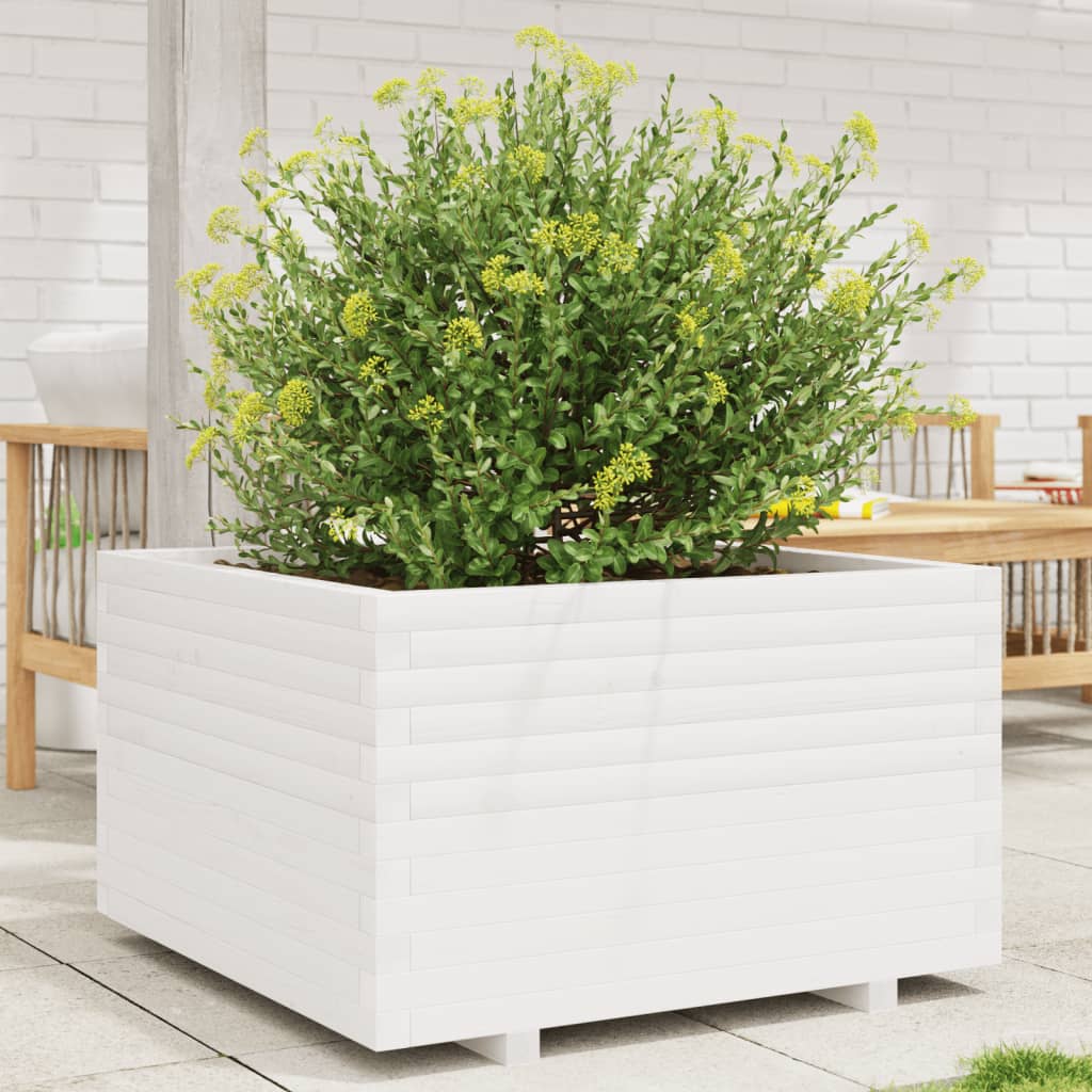 Vetonek Jardinera madera maciza de pino blanco 80x80x49,5 cm