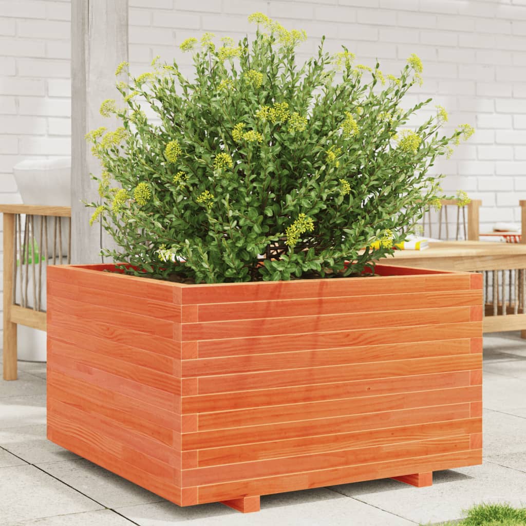 Vetonek Jardinera madera maciza de pino marrón cera 80x80x49,5 cm