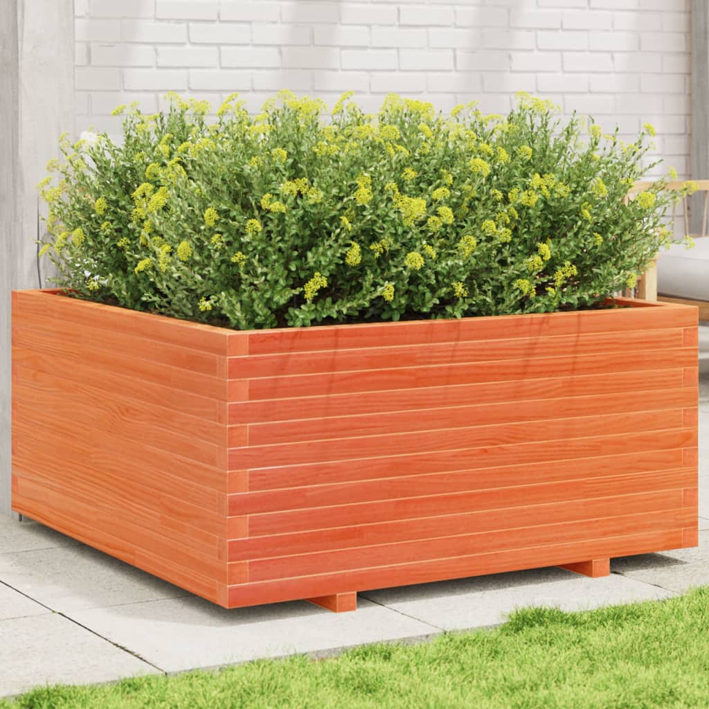 Vetonek Jardinera madera maciza de pino marrón cera 100x100x49,5 cm