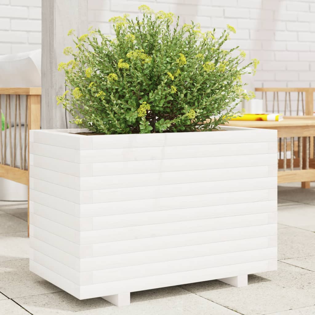 Vetonek Jardinera madera maciza de pino blanco 70x40x49,5 cm