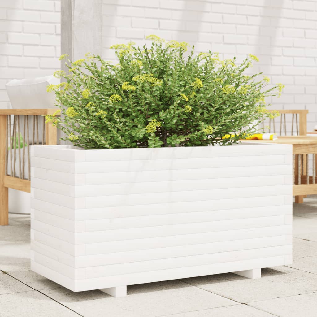 Jardinière en pin blanc massif 90x40x49,5 cm v6858 - Vetonek