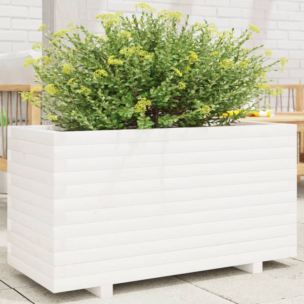 Vetonek Jardinera madera maciza de pino blanco 90x40x49,5 cm