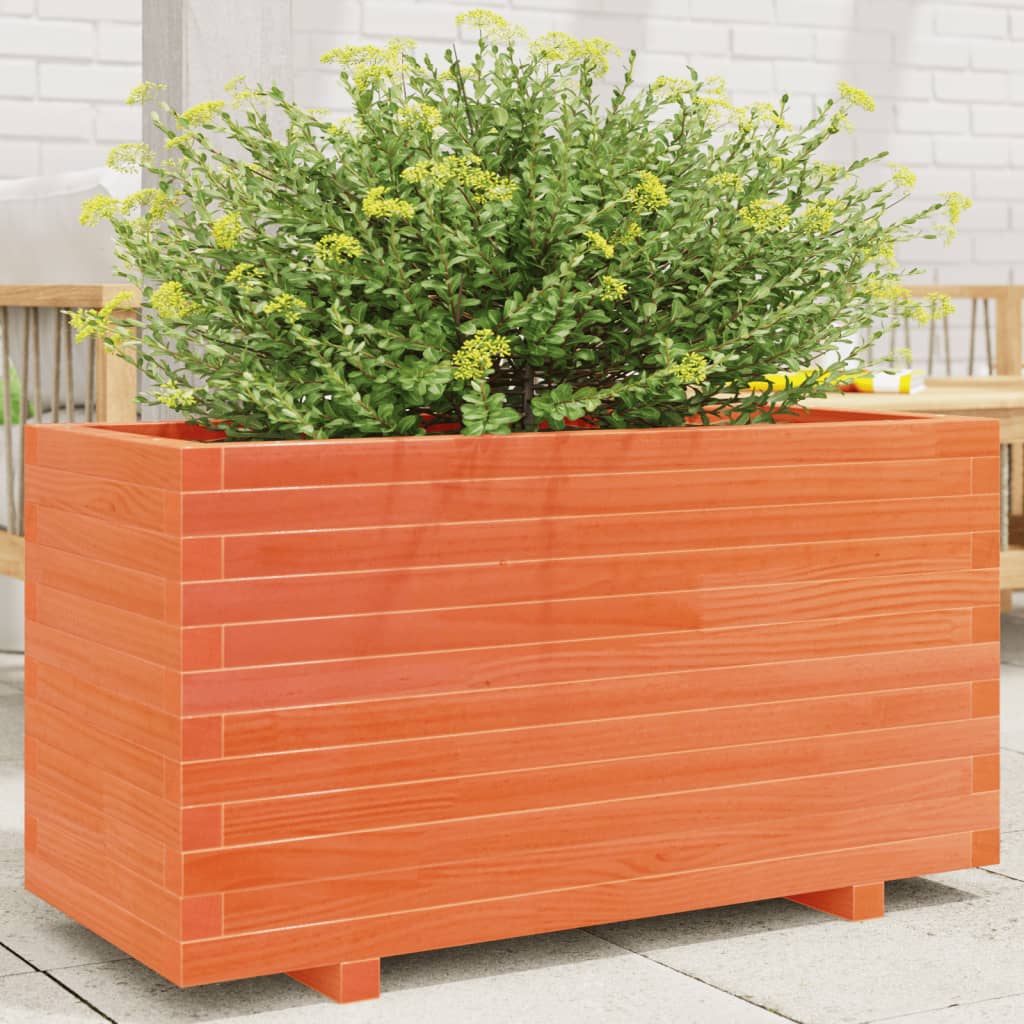 Vetonek Jardinera madera maciza de pino marrón cera 90x40x49,5 cm