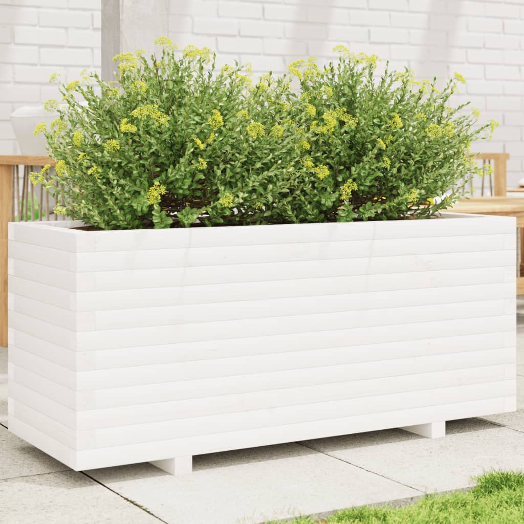 Vetonek Jardinera madera maciza de pino blanco 110x40x49,5 cm