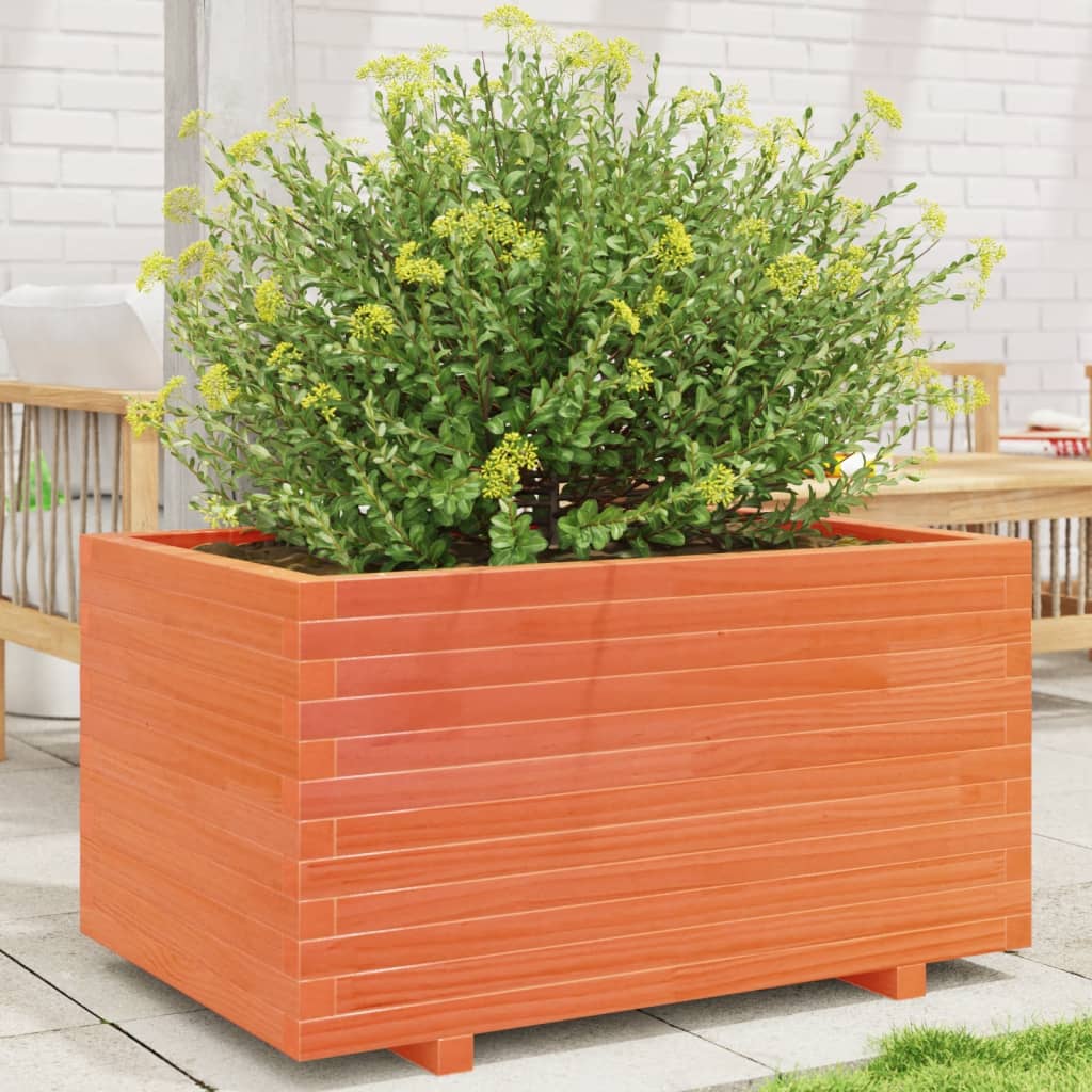 Vetonek Jardinera madera maciza de pino marrón cera 90x60x49,5 cm