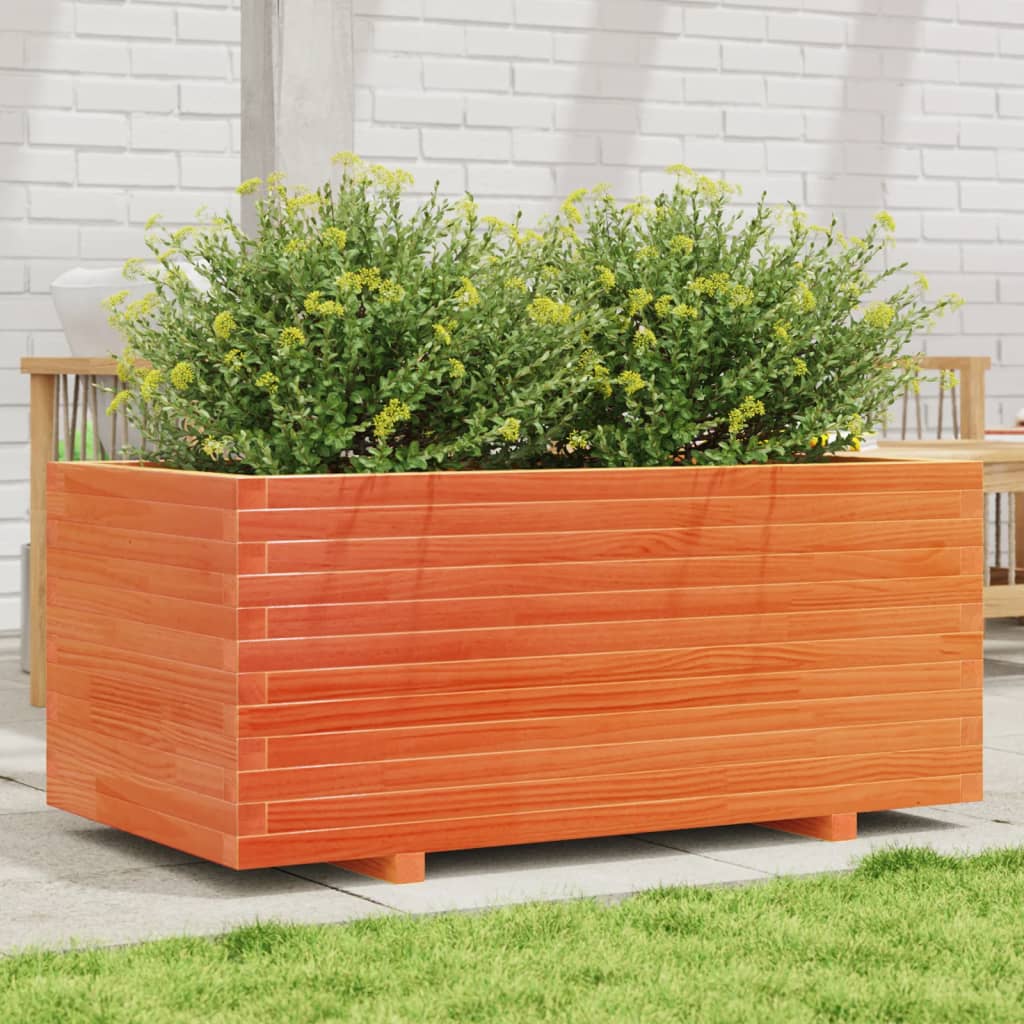 Vetonek Jardinera madera maciza de pino marrón cera 110x60x49,5 cm