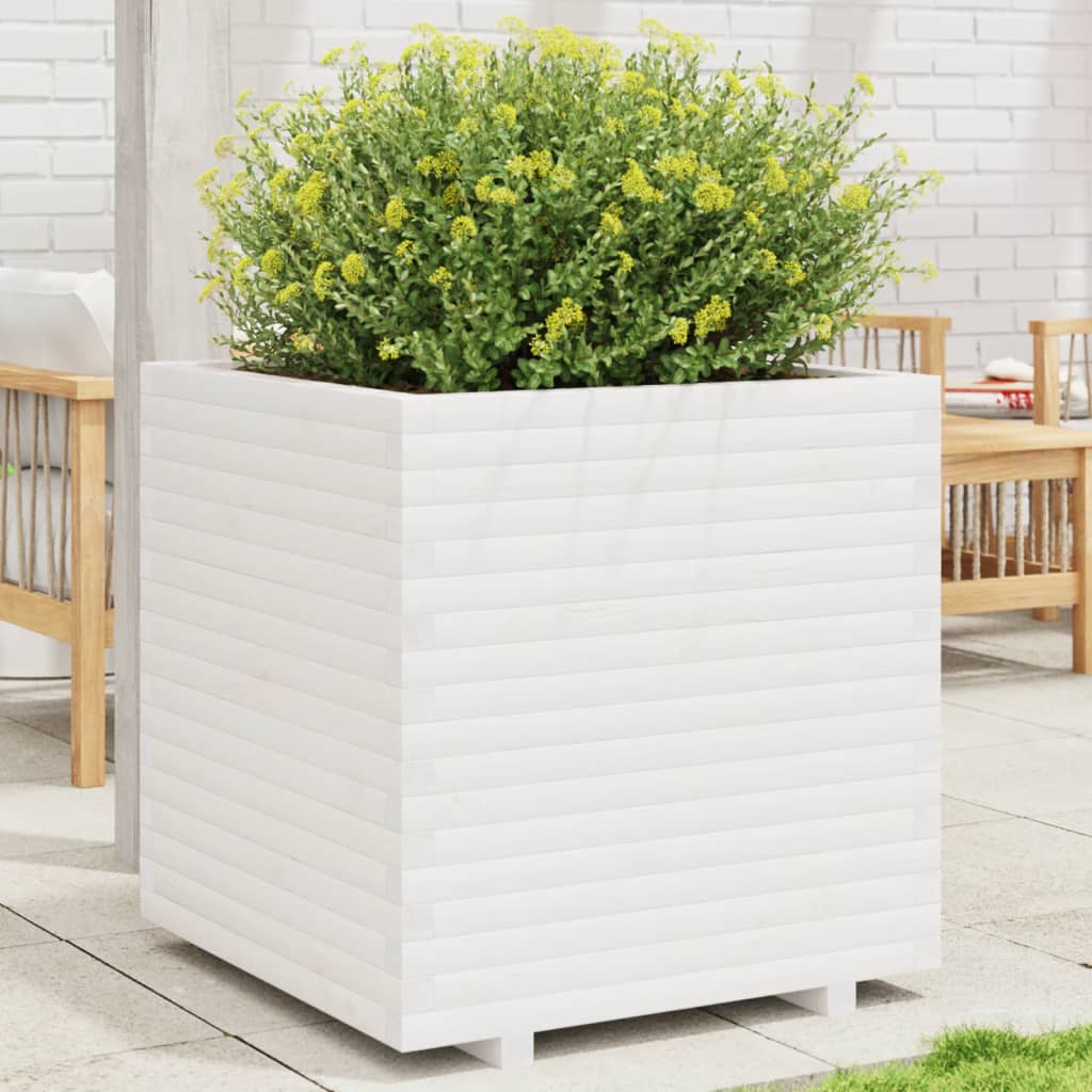 Jardinière en bois de pin blanc massif 70x70x72,5 cm v7152 Vetonek