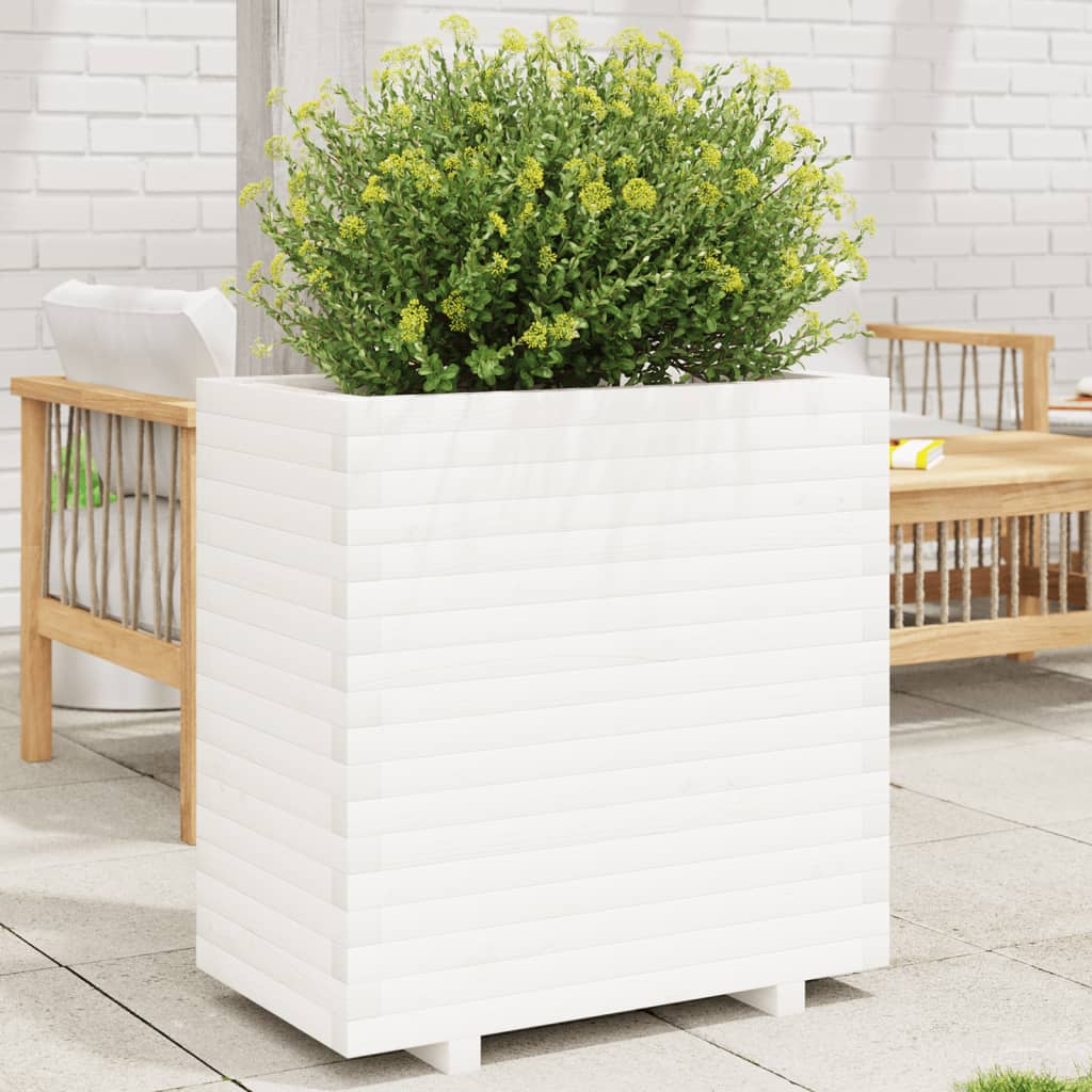 Vetonek Jardinera madera maciza de pino blanco 70x40x72,5 cm