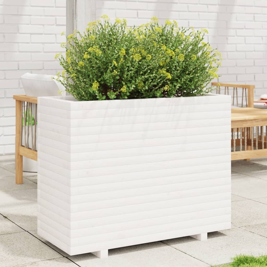 Vetonek Jardinera madera maciza de pino blanco 90x40x72,5 cm