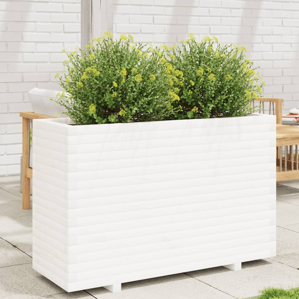 Vetonek Jardinera madera maciza de pino blanco 110x40x72,5 cm