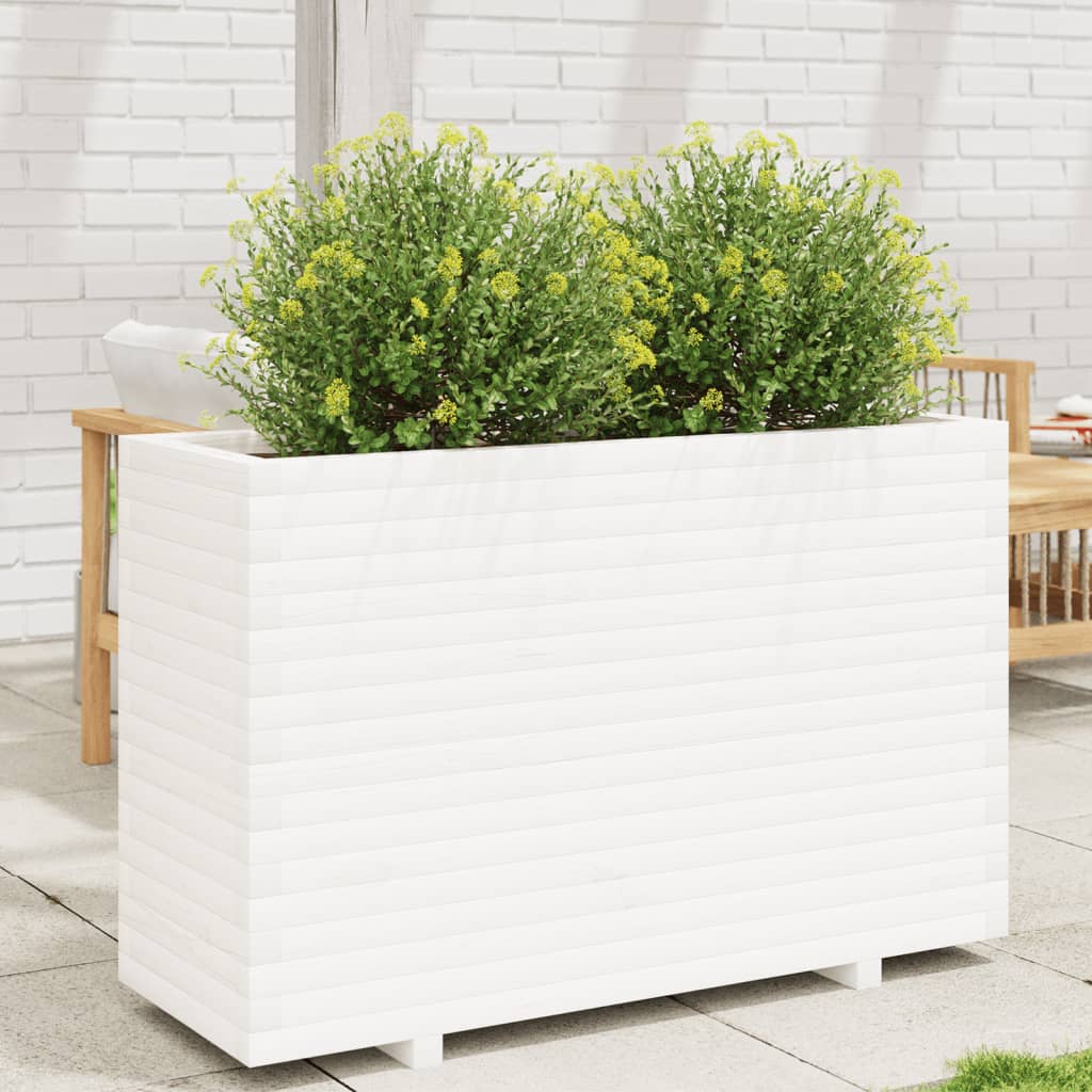 Jardinière en bois de pin blanc massif 110x40x72,5 cm v7305 Vetonek
