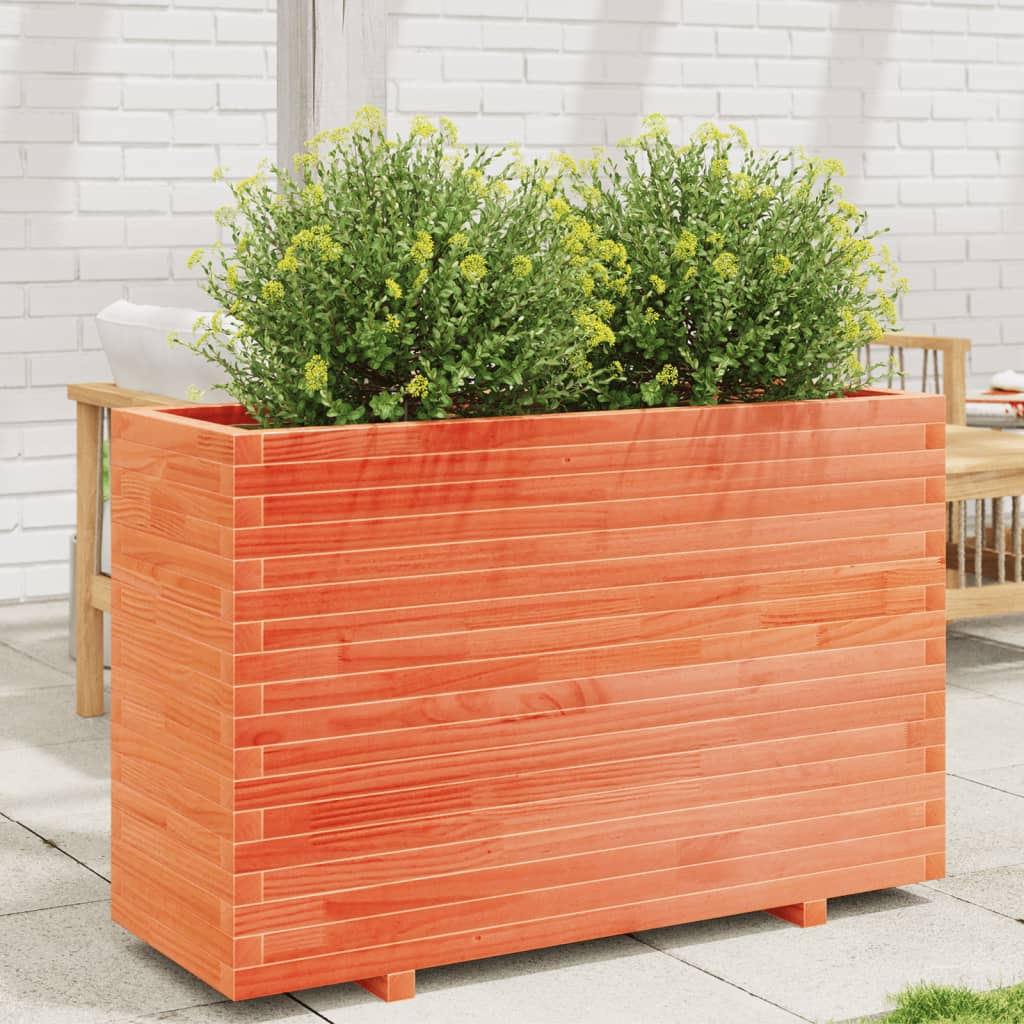 Vetonek Jardinera madera maciza de pino marrón cera 110x40x72,5 cm