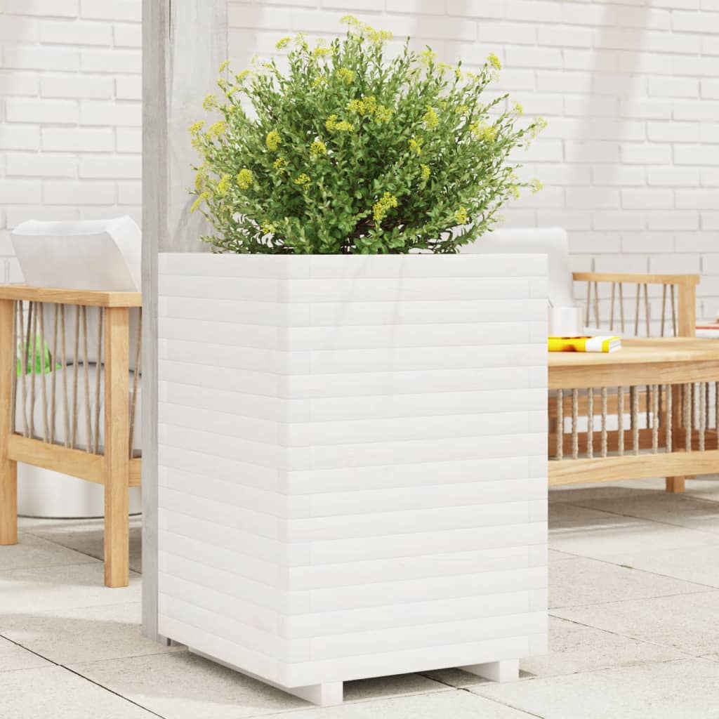 Jardinière en pin blanc massif 50x50x72 cm v7404 Vetonek