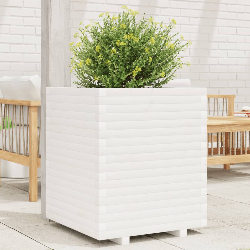 Jardinière en bois de pin blanc massif 60x60x72 cm v7459 Vetonek