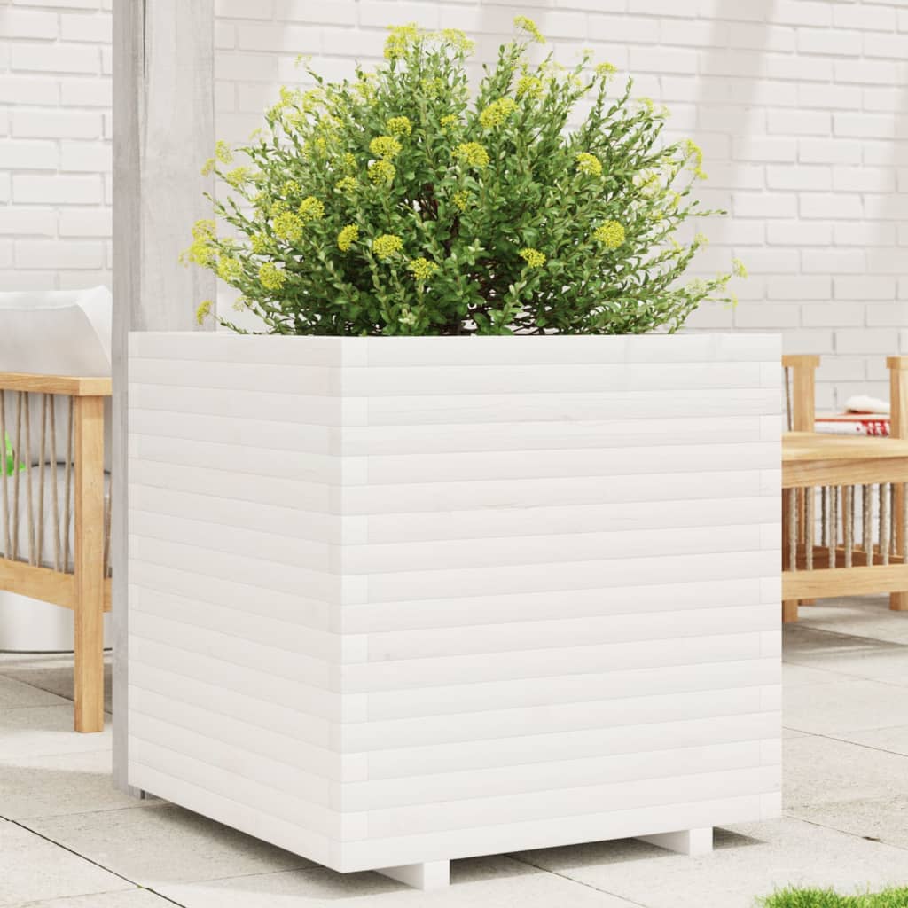 Jardinière en pin blanc massif 70x70x72 cm v7503 Vetonek