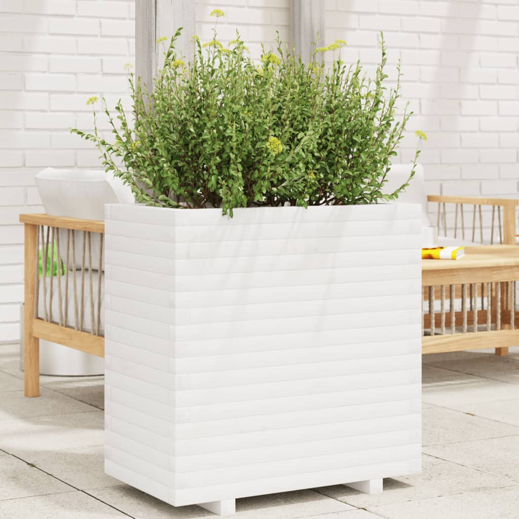 Jardinière en pin blanc massif 70x40x72 cm v7602 Vetonek